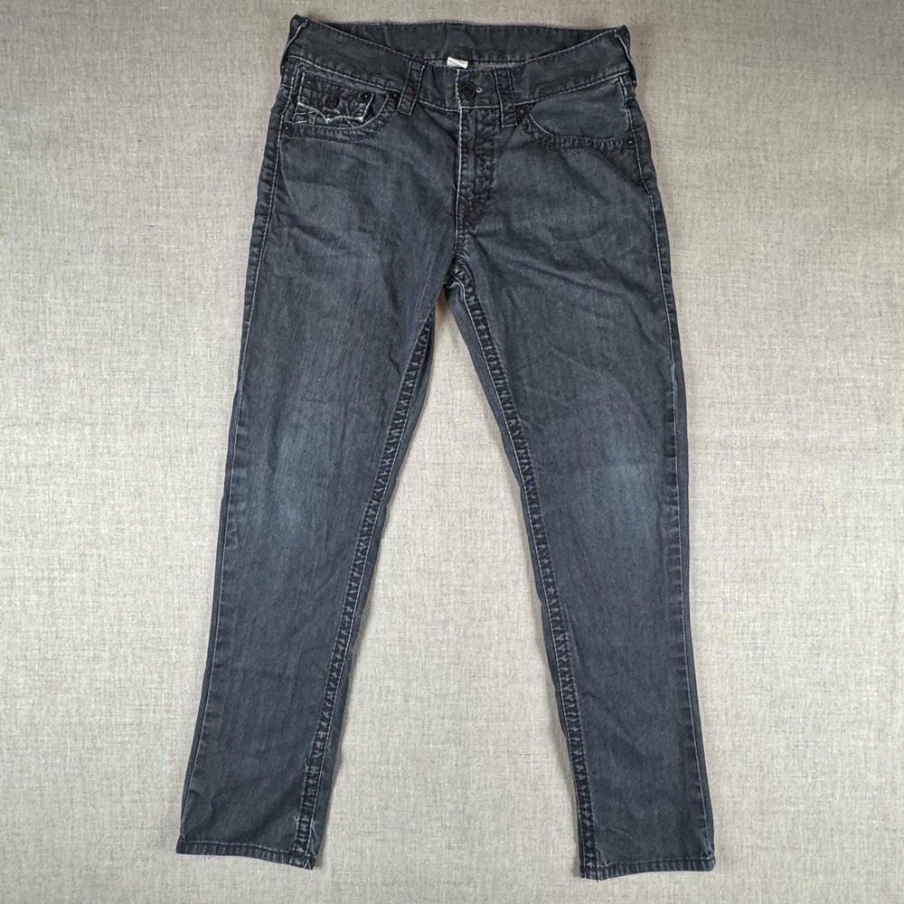 True Religion Section Straight Jeans Mens 33x31 Blue Dark Wash Regular Fit Denim